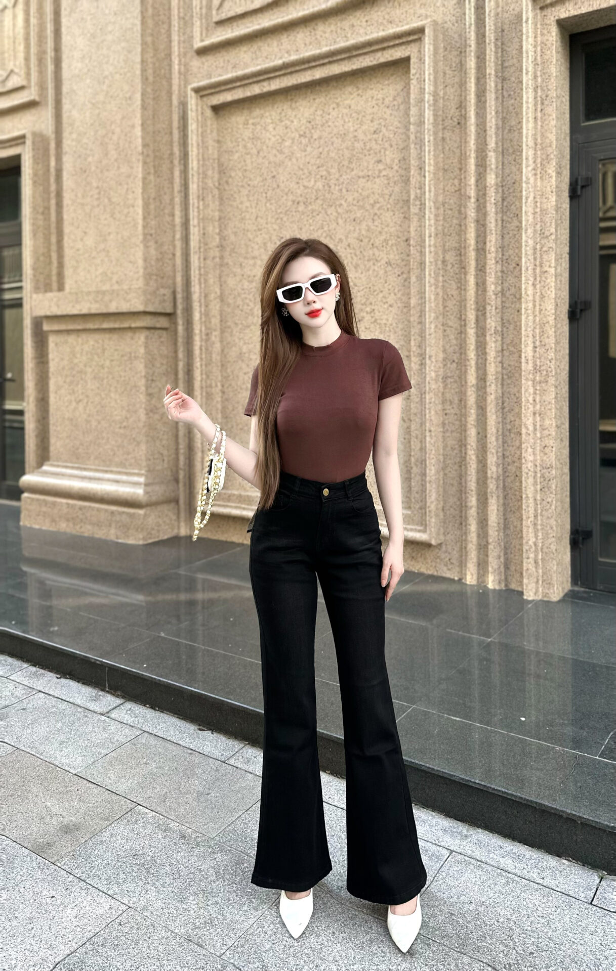 Quần Jeans Nữ Ống Vẩy Gấu Thường - Ảnh 2