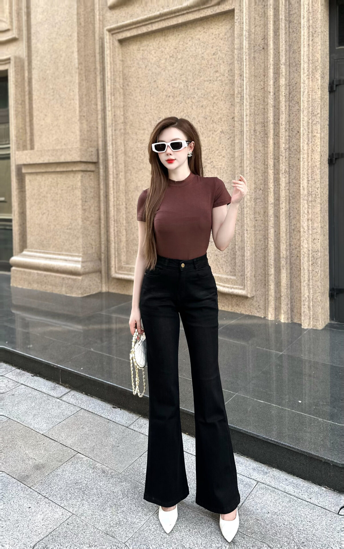 Quần Jeans Nữ Ống Vẩy Gấu Thường