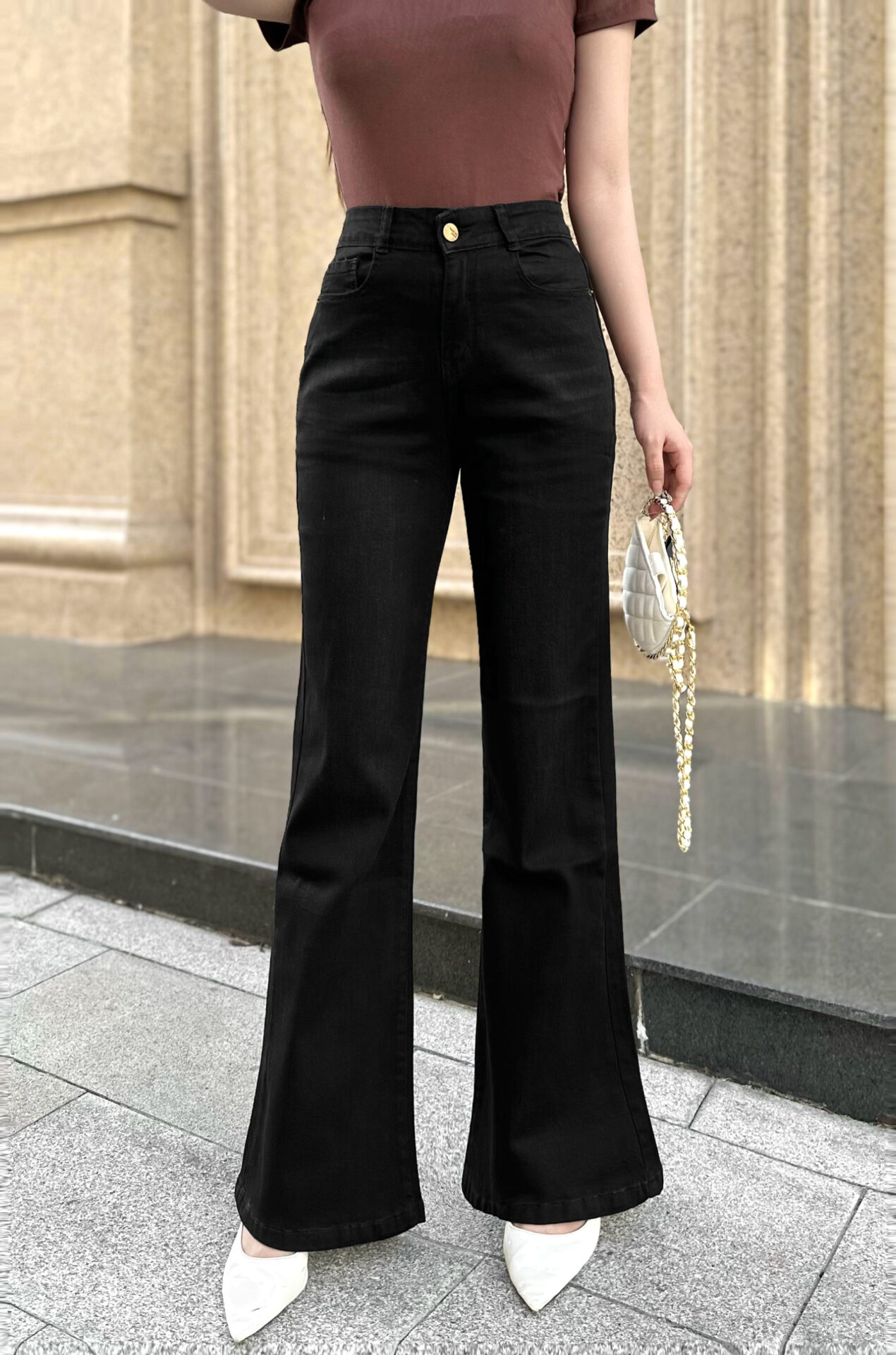Quần Jeans Nữ Ống Vẩy Gấu Thường - Ảnh 3
