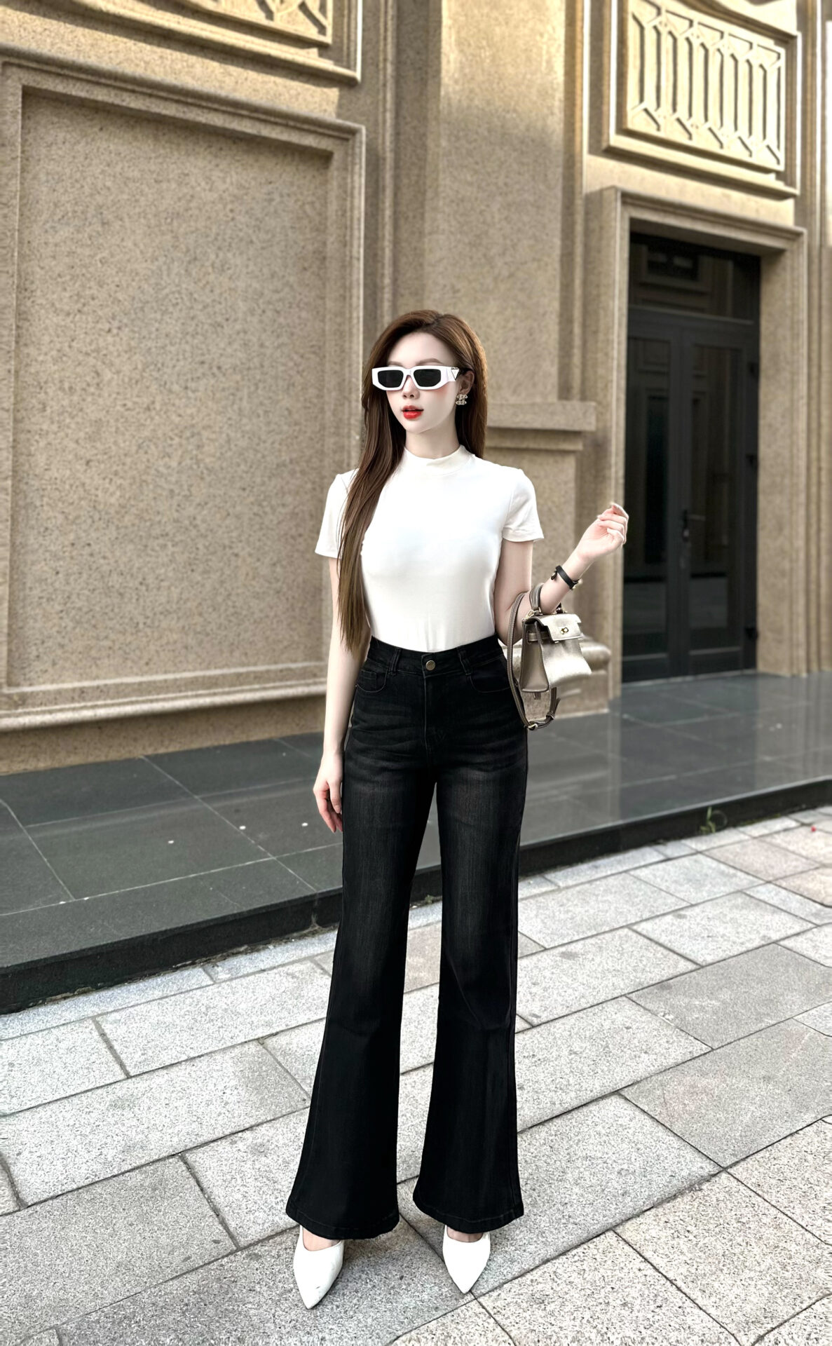 Quần Jeans Nữ Ống Vẩy Gấu Thường - Ảnh 6