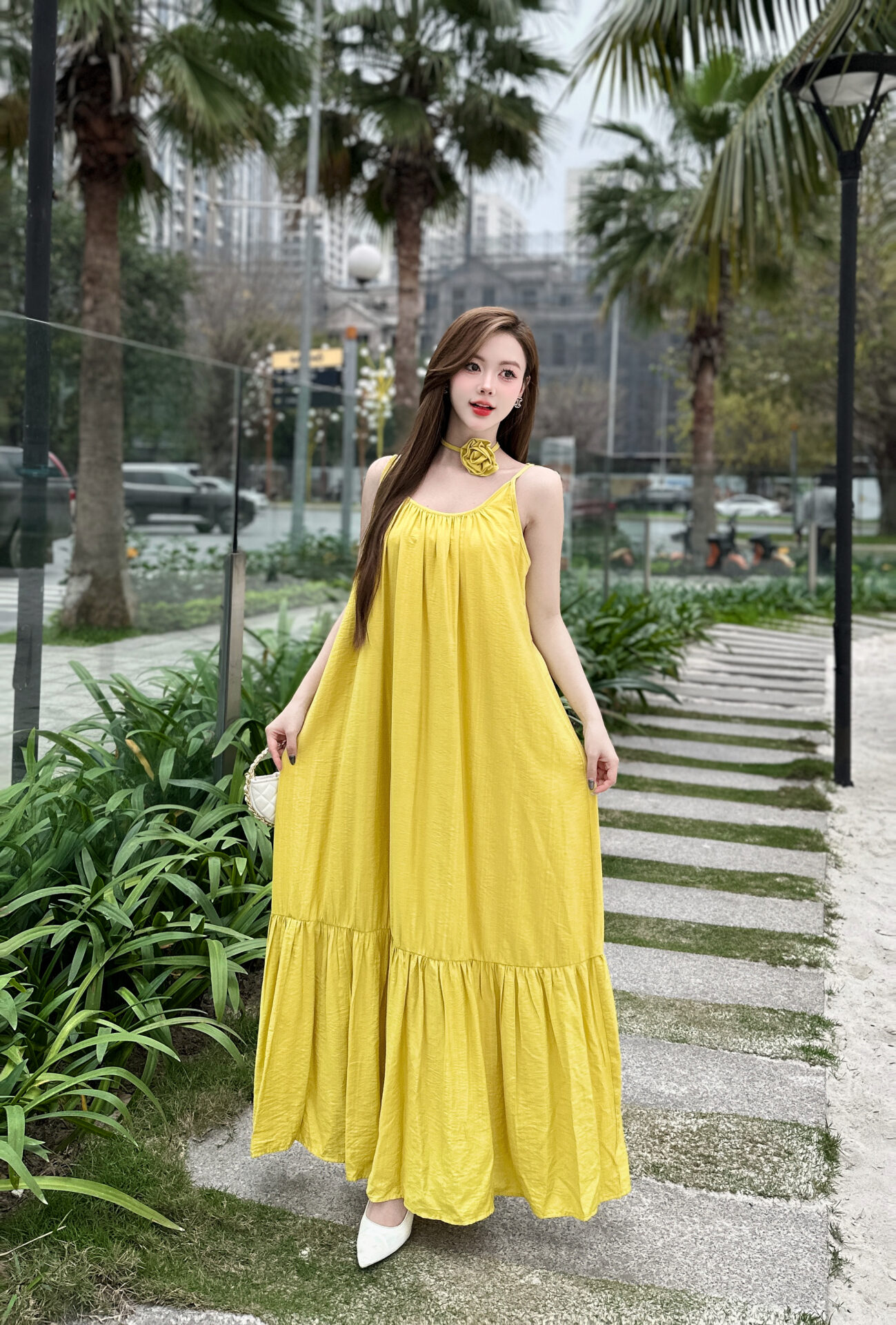 Váy Đũi Maxi hai dây freesize - Ảnh 3