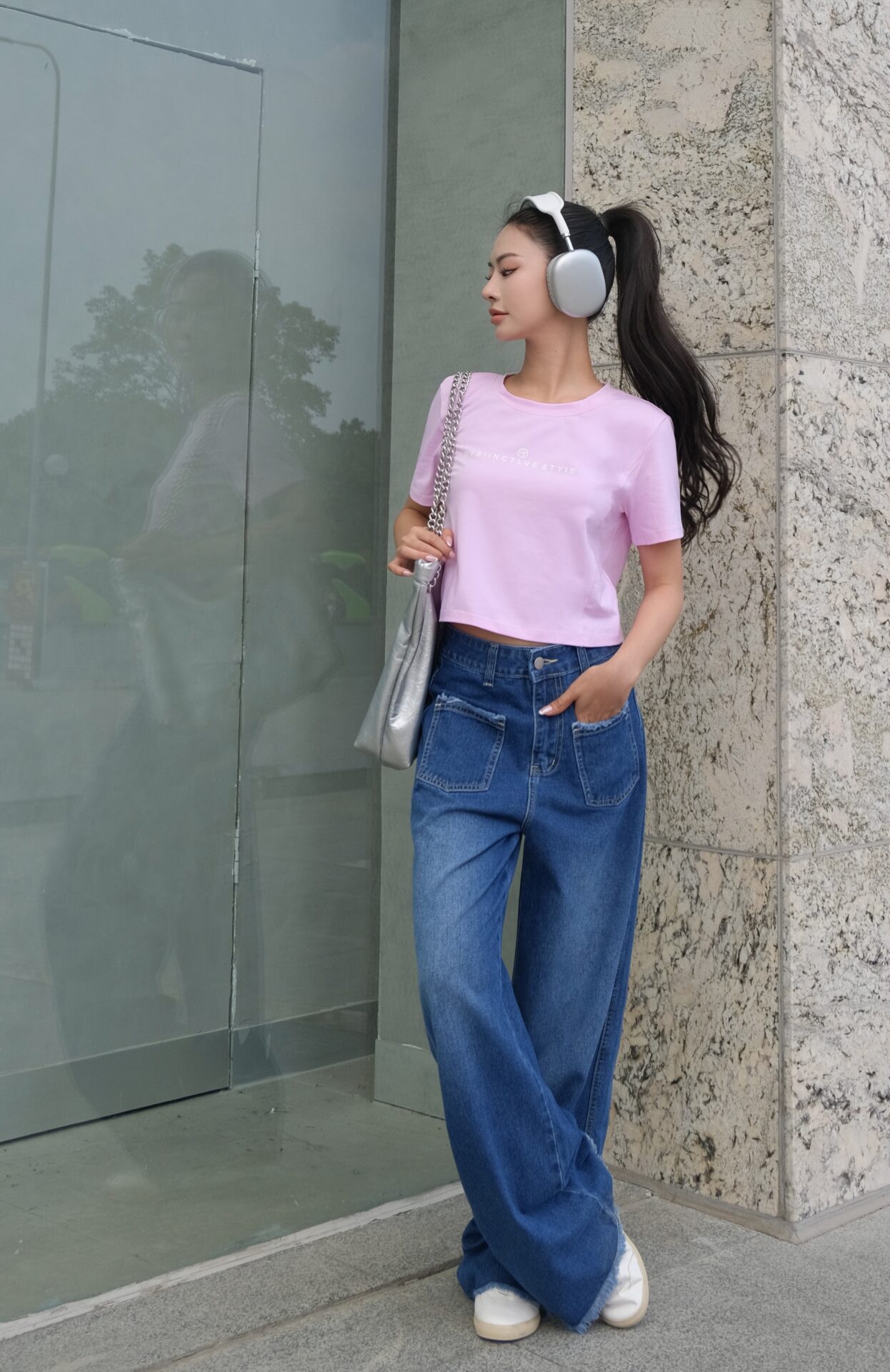 Quần Jeans Nữ Ống Đứng Túi Tua Rua - Ảnh 6