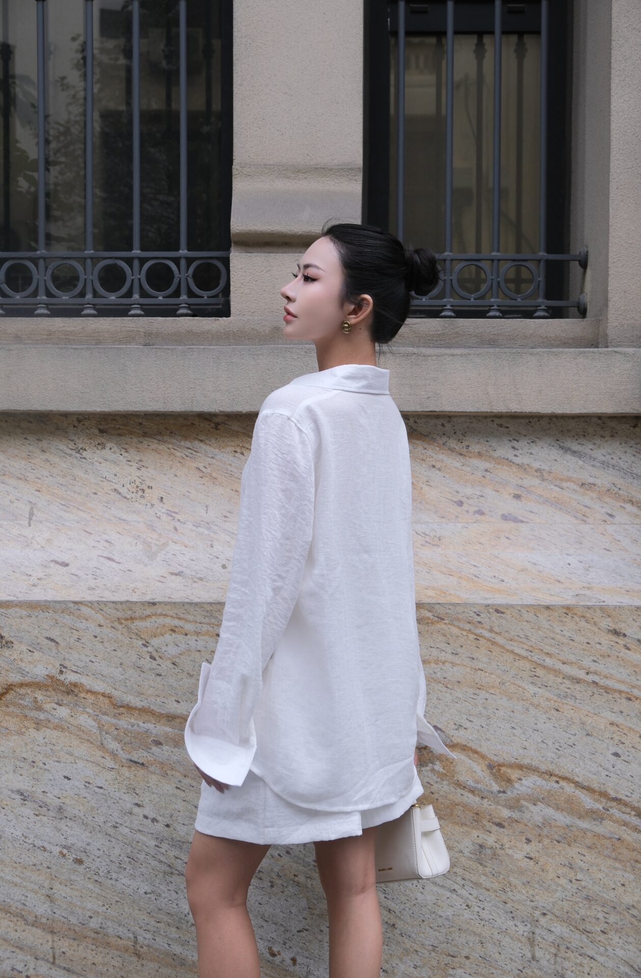 Bộ Đũi Quần Short Kèm Sơ Mi Nữ - Ảnh 6